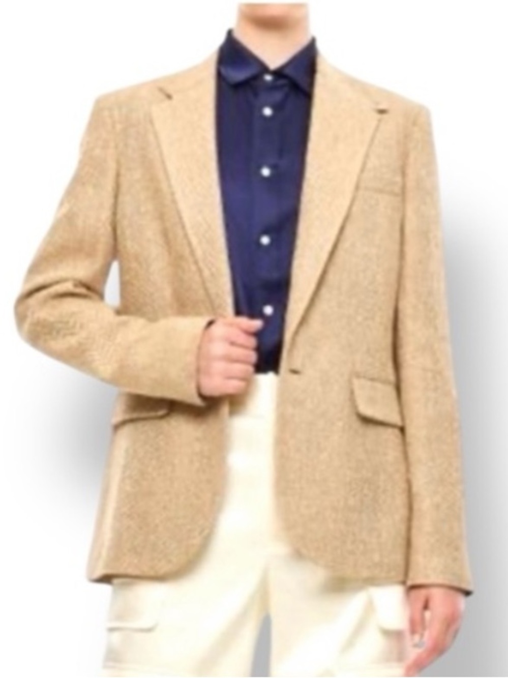 Ralph Lauren Black Label Kayli Single-breasted Herringbone Blazer Beige Size 10